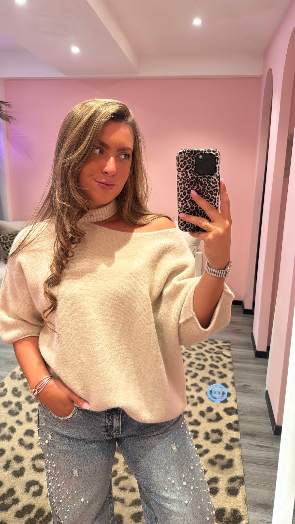 Elena Off Shoulder Knit Crème