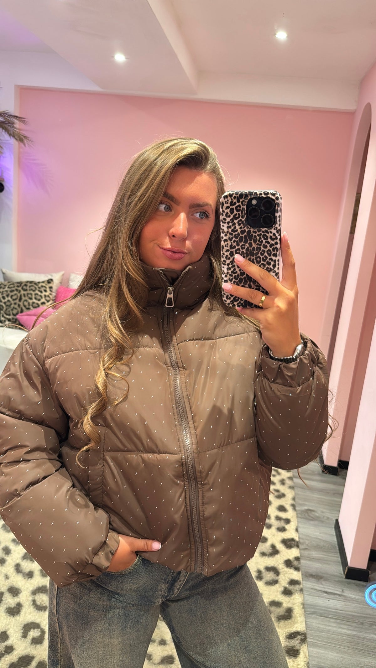 Strass Puffer Jacket Bruin