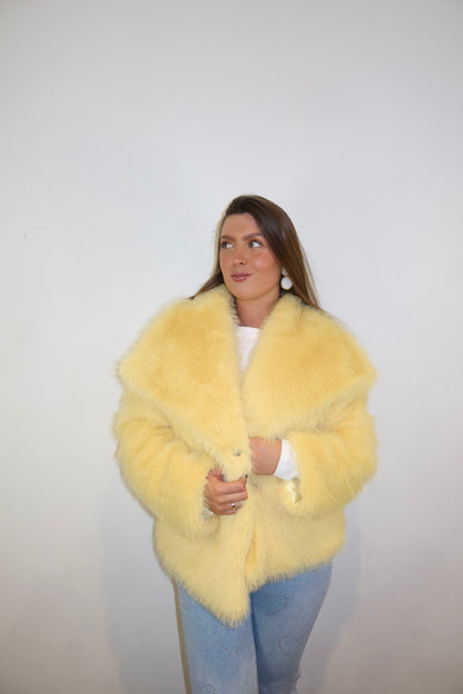 Faux Fur Coat Geel