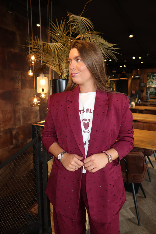 Ambika Loué Strass Blazer Bordeaux