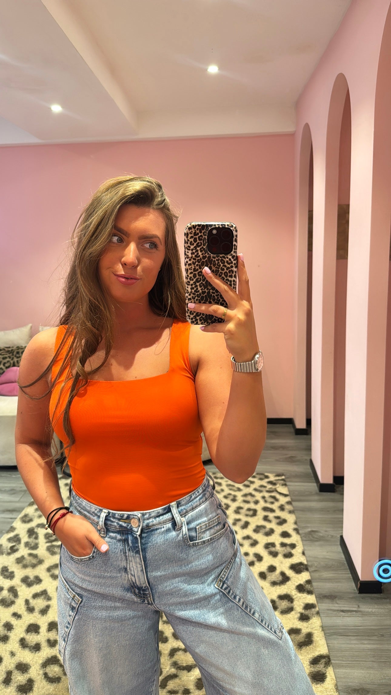 Stretchy Top Hemdje Oranje