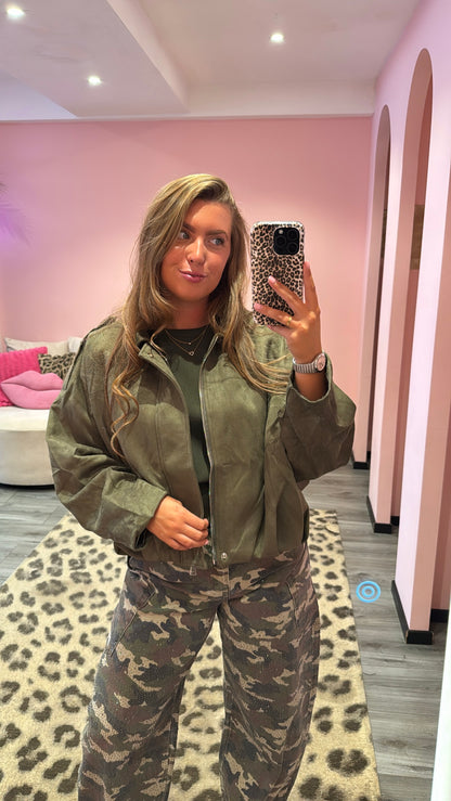 Sage Suedine Jacket Army Groen
