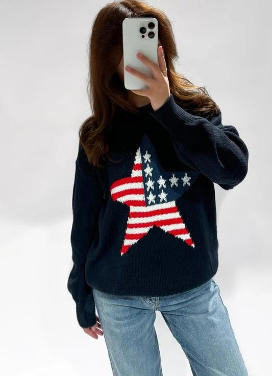 USA Star Sweater Navy