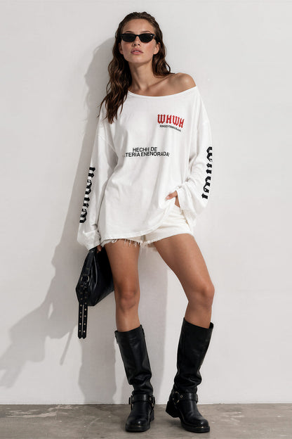 Off Shoulder Longsleeve Wit