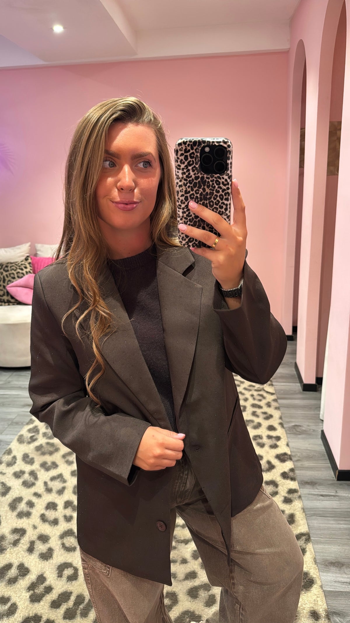 Luxe Blazer Strass Bruin