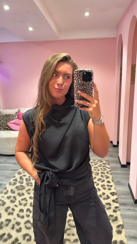 Amélie Satin Top Zwart