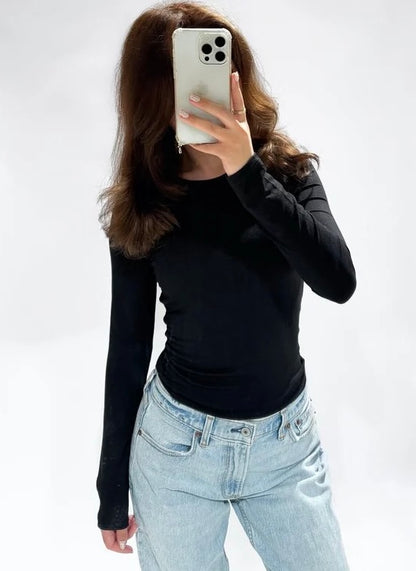 Basic Longsleeve Zia Top Zwart ByMila