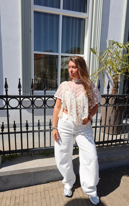 Boho Chic Lace Top Beige