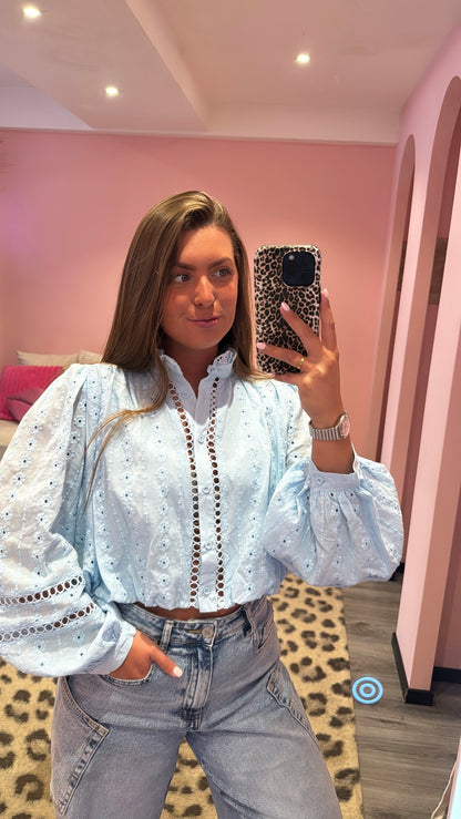 Broderie Blouse Blauw