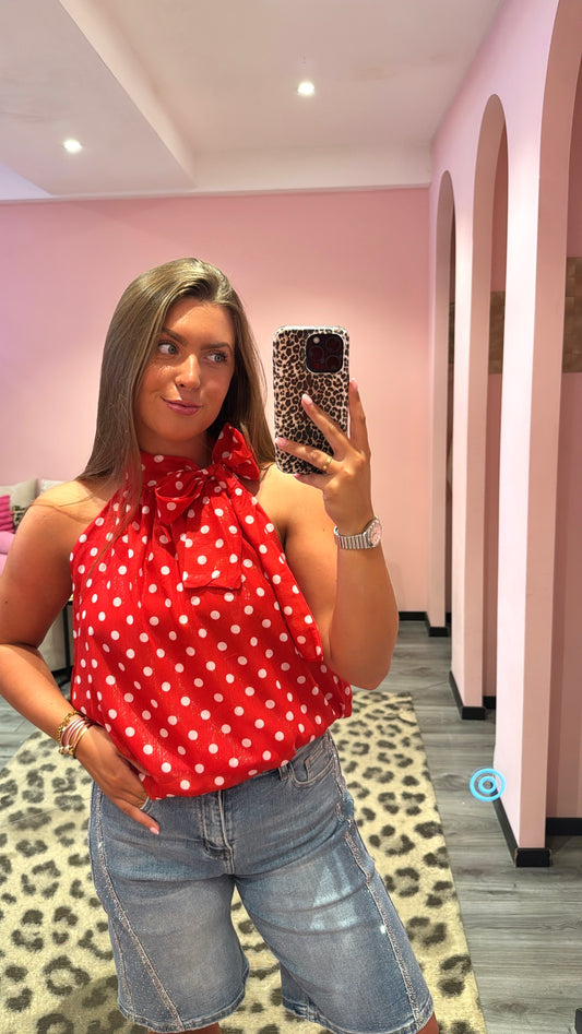 Dots Halter Top Rood