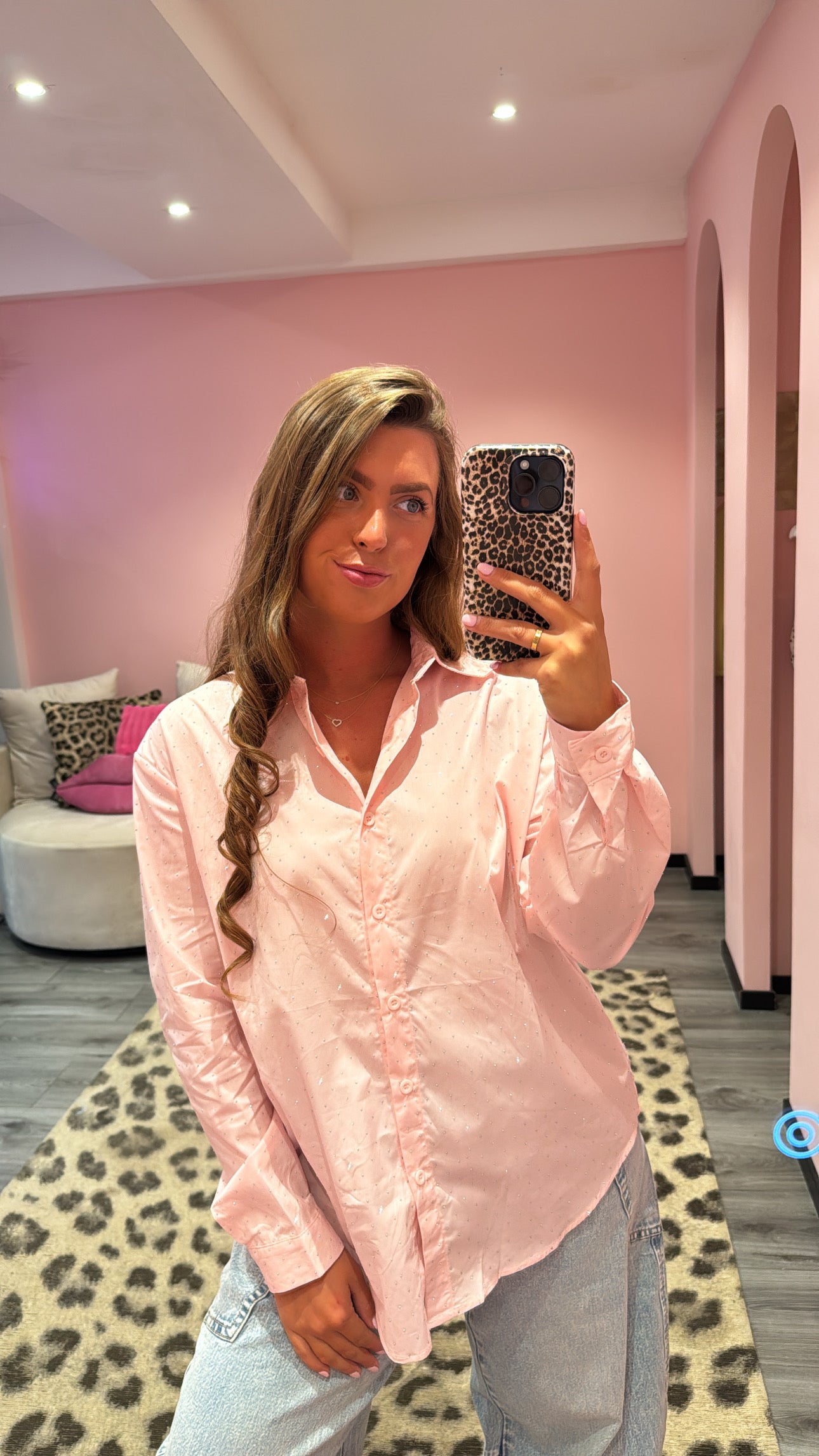 Strass Blouse Licht Roze