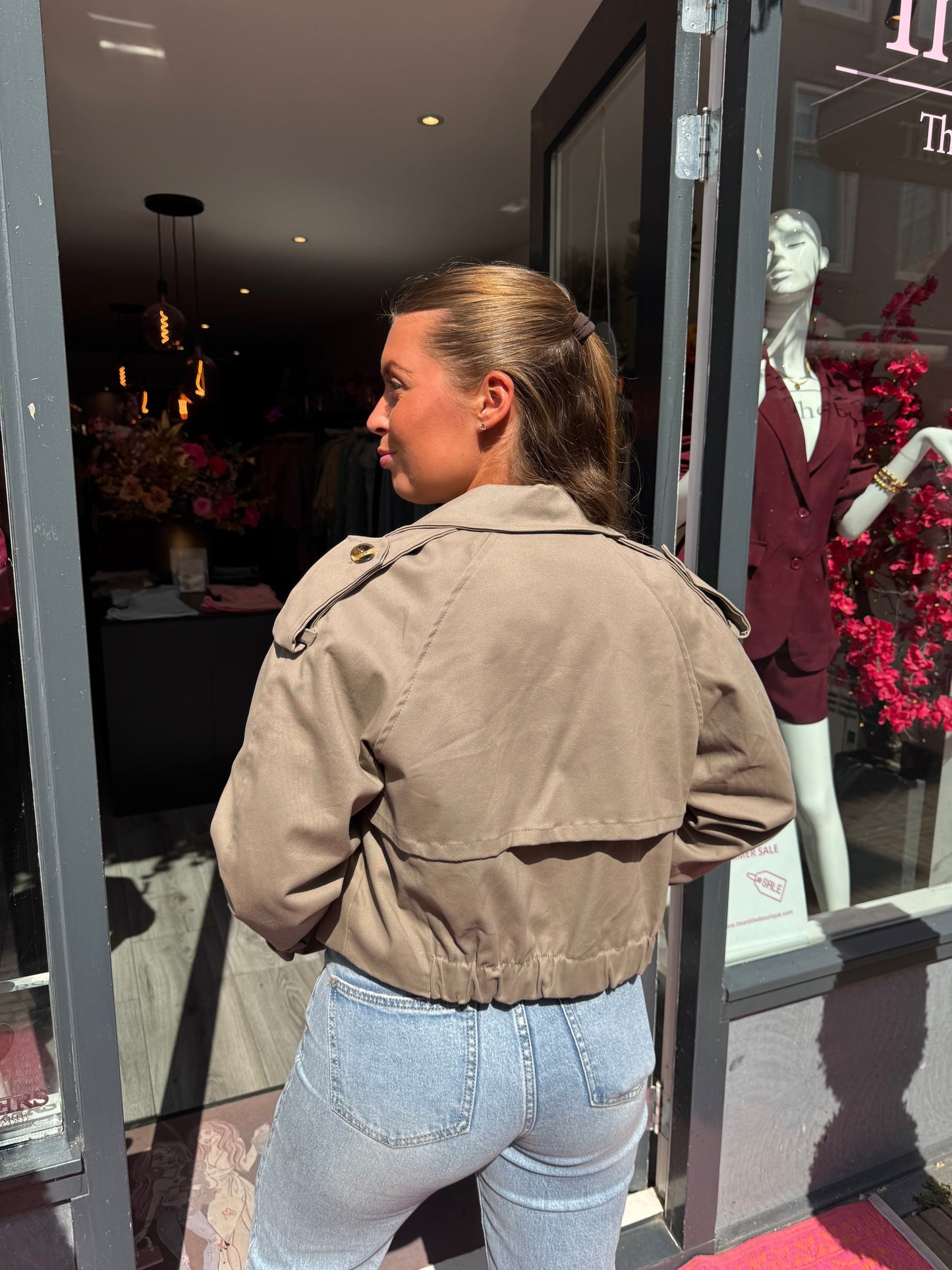 Cropped Trenchcoat Taupe