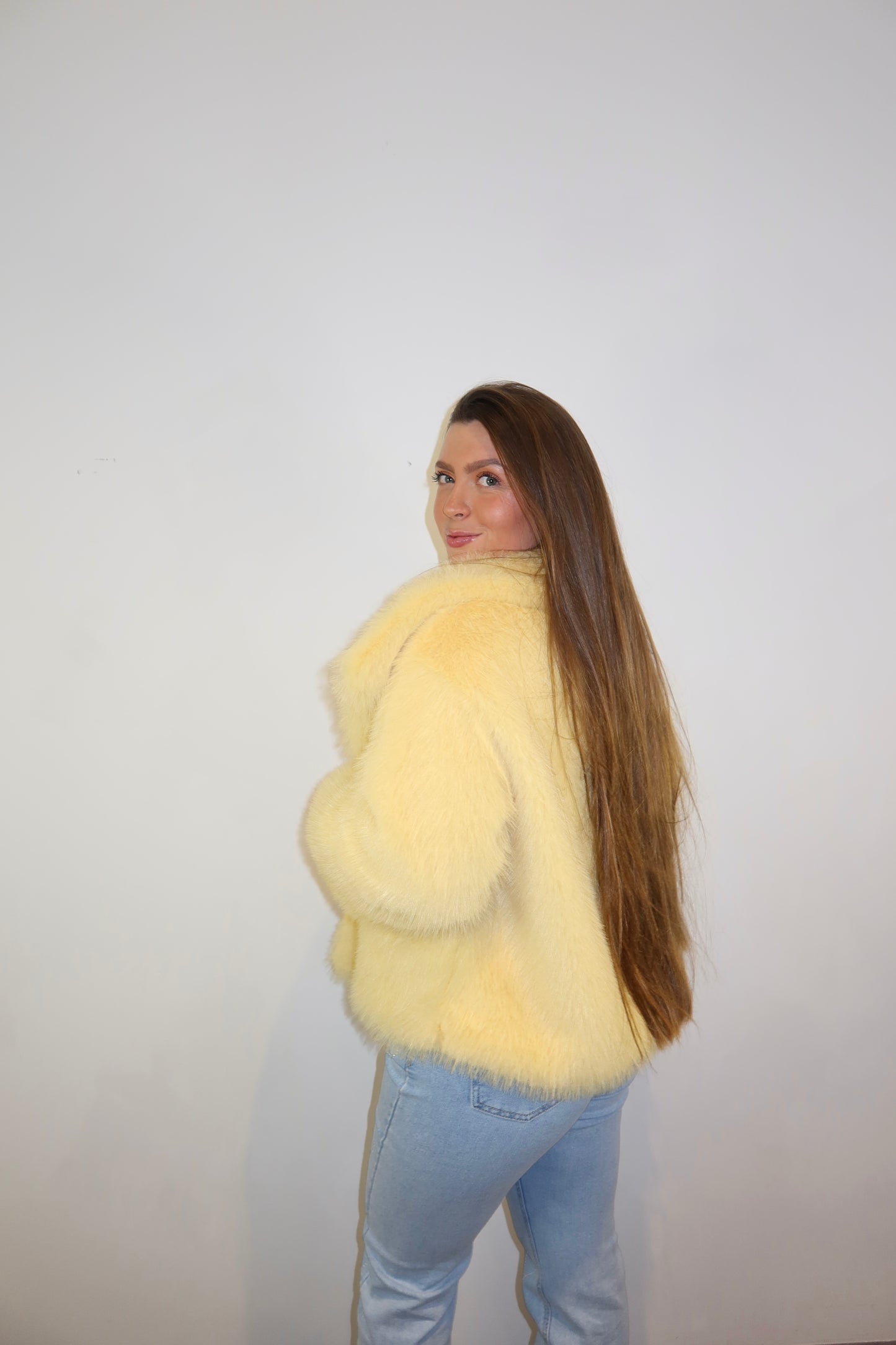 Faux Fur Coat Geel