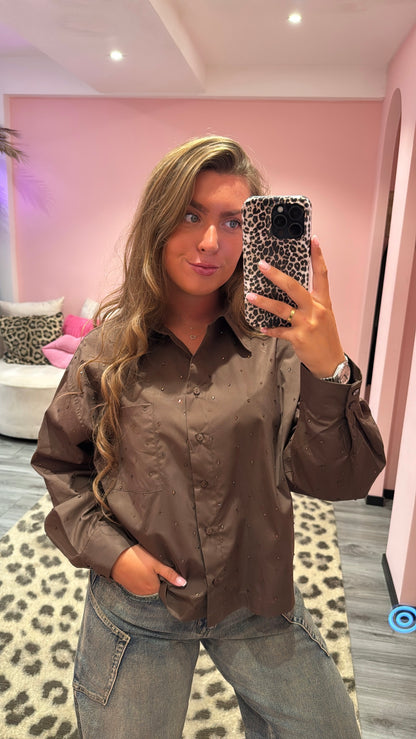 Blouse Sofia Strass Bruin