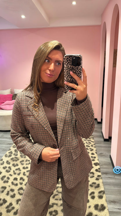 Sparkle Check Blazer Bordeaux