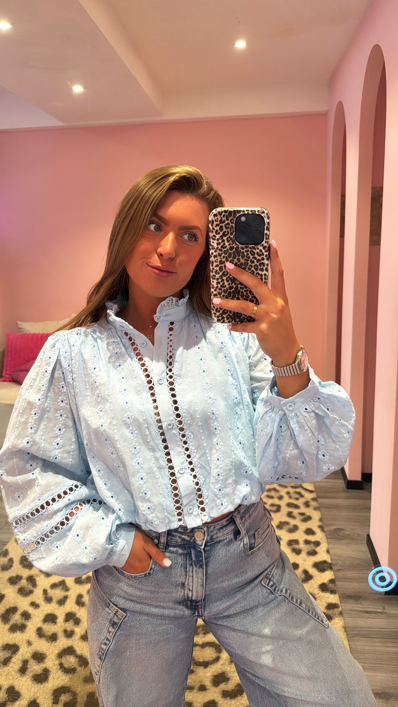 Broderie Blouse Blauw