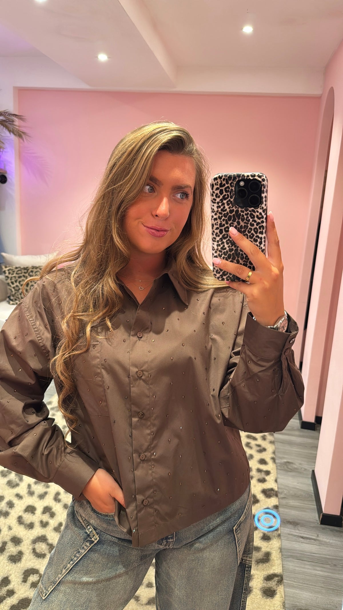 Blouse Sofia Strass Bruin