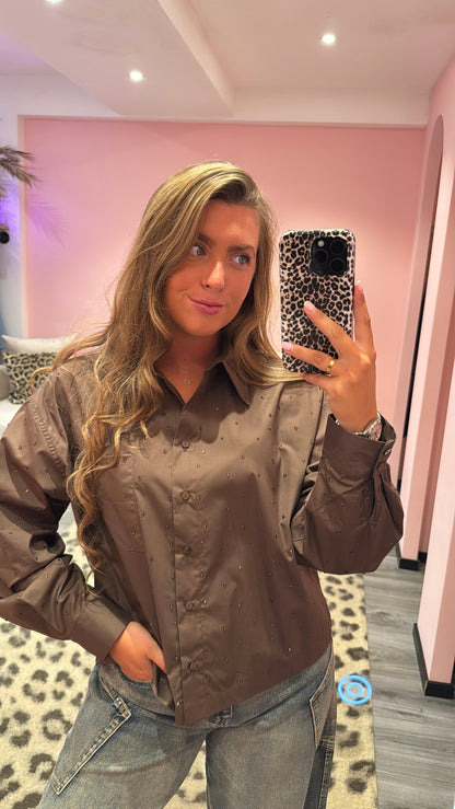 Blouse Sofia Strass Bruin