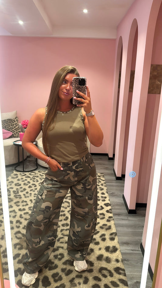 Camouflage Balloon Jeans 12259 Army Green