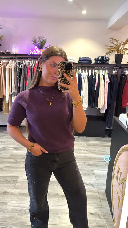 So Soft Knit Top Aubergine