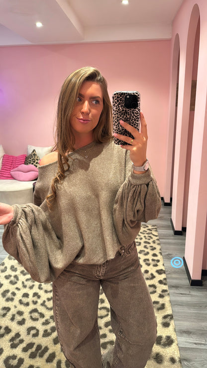 Cozy Balloon Knit Taupe
