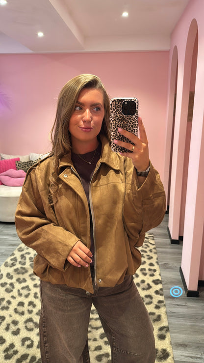 Sage Suedine Jacket Camel