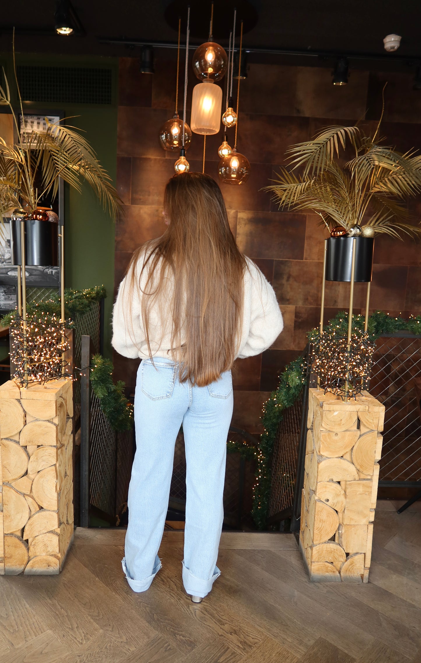 Wide Leg Jeans Queen Hearts Glitter Extra Lang 3767