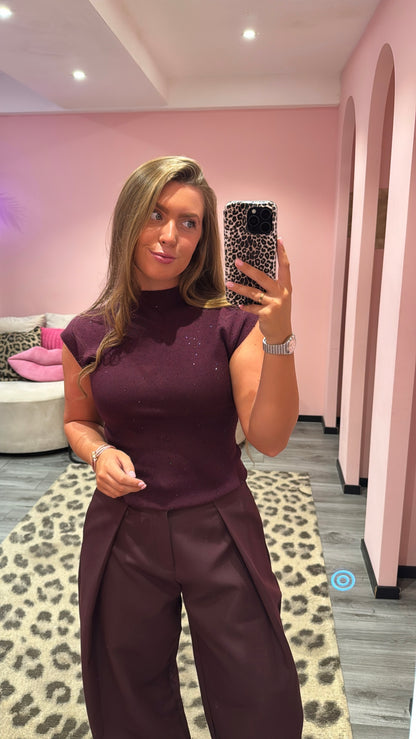 Top Maeve Aubergine Strass 6884-1