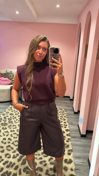 Lola Leatherlook Jort Bordeaux/Aubergine