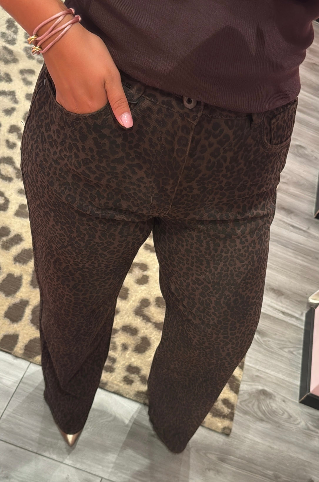 Leopard Jeans Bruin