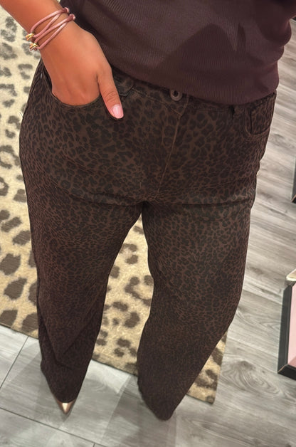 Leopard Jeans Bruin