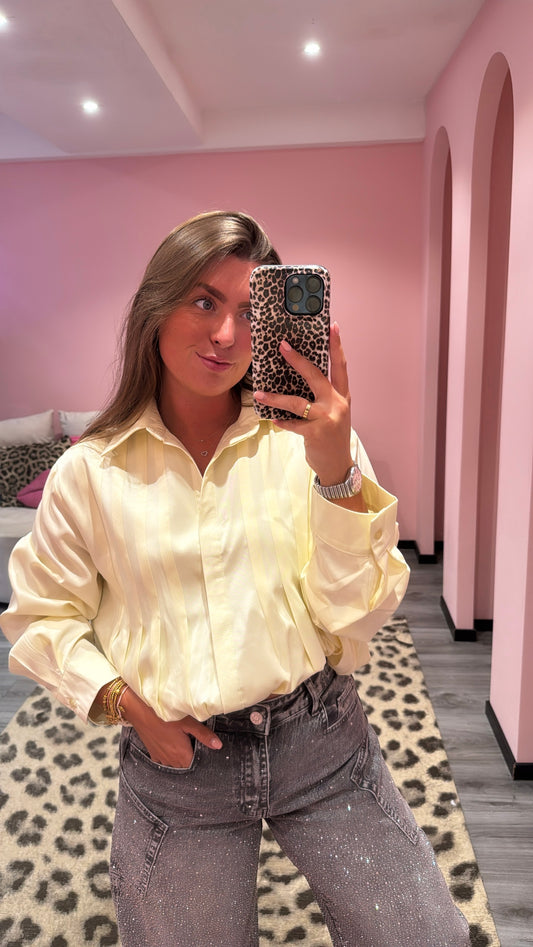 Ballon Stripe Blouse Licht Geel