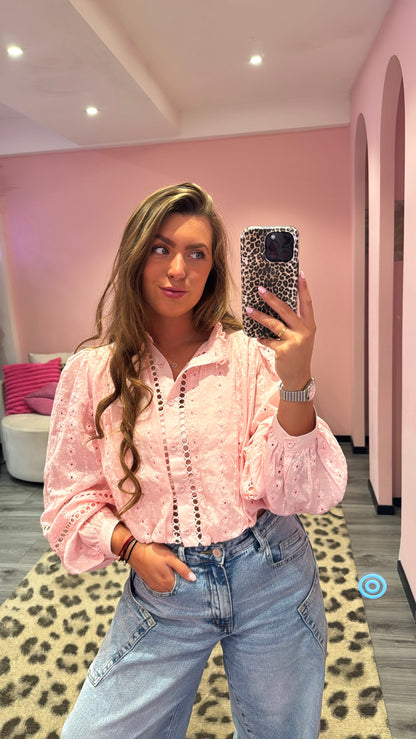 Broderie Blouse Roze