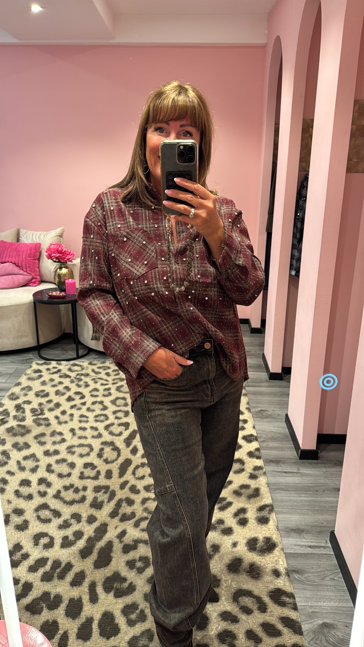 Flannel Sparkle Strass Blouse Bordeaux  126