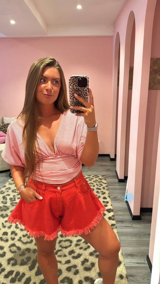 Ruffle Short Rood