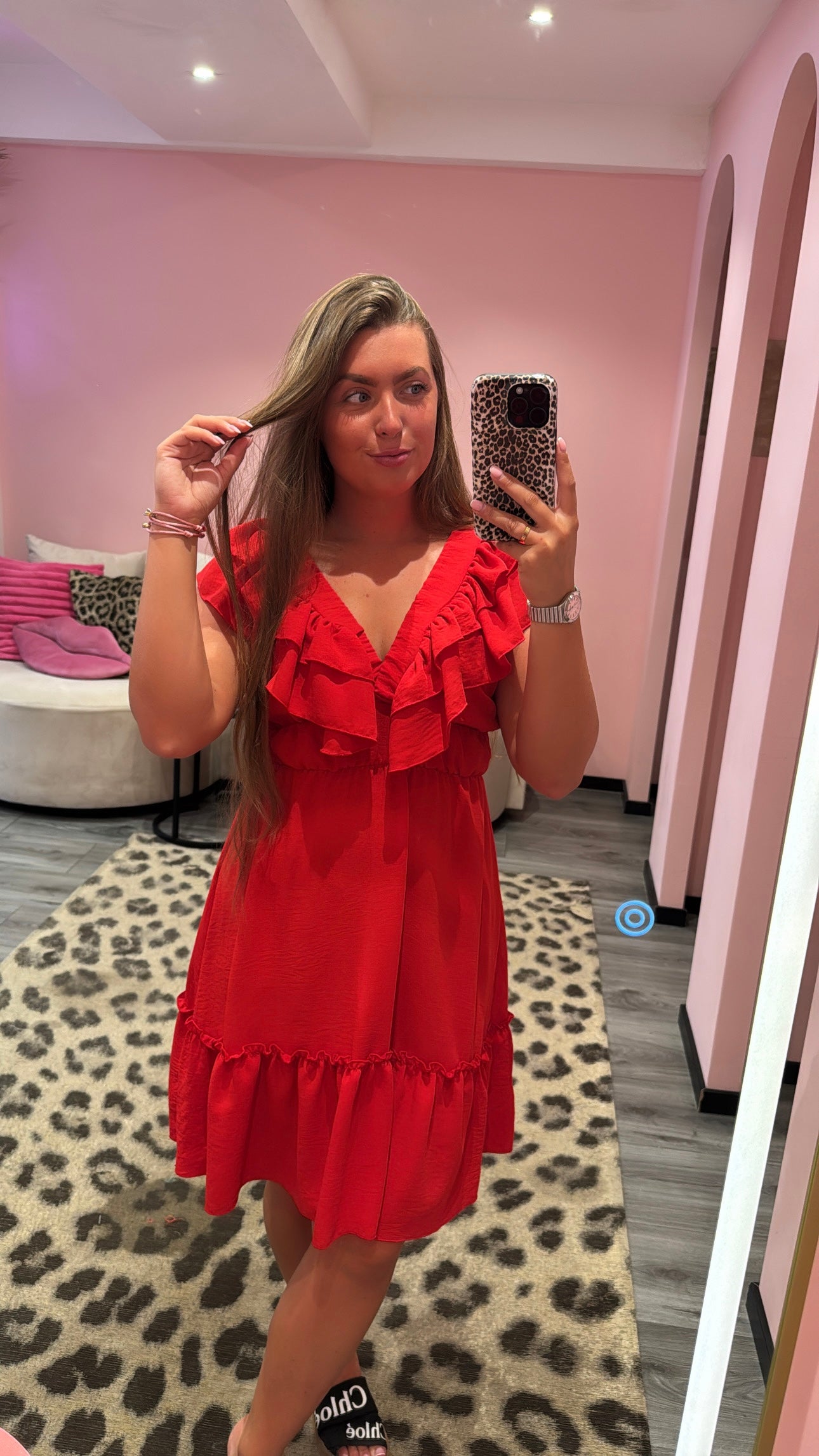 Ruffle Romance Jurkje Rood