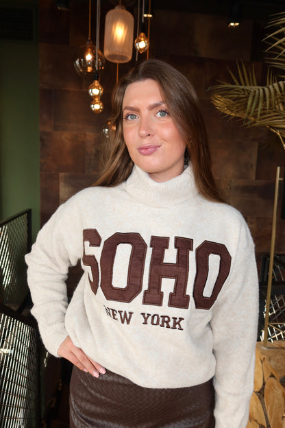 Knitted Soho Col Trui Beige/Bruin