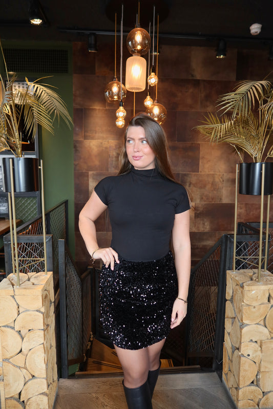 Paillet Velvet Skort Zwart