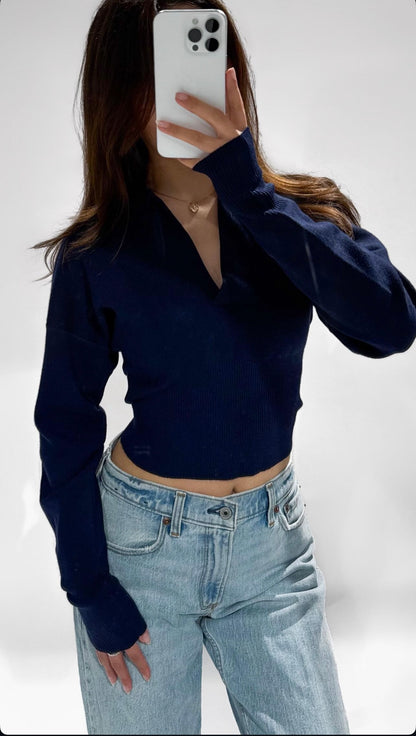 Zira Top Navy Blue ByMila