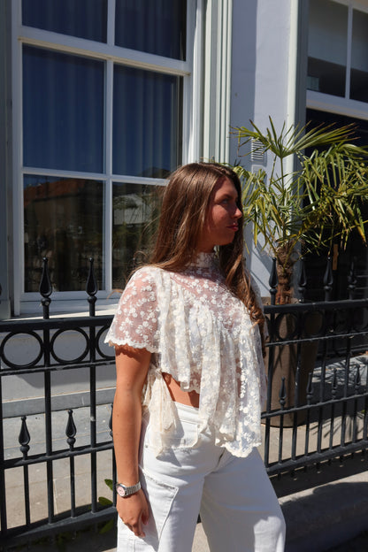 Boho Chic Lace Top Beige