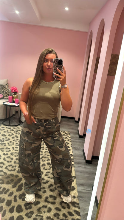 Camouflage Balloon Jeans 12259 Army Green