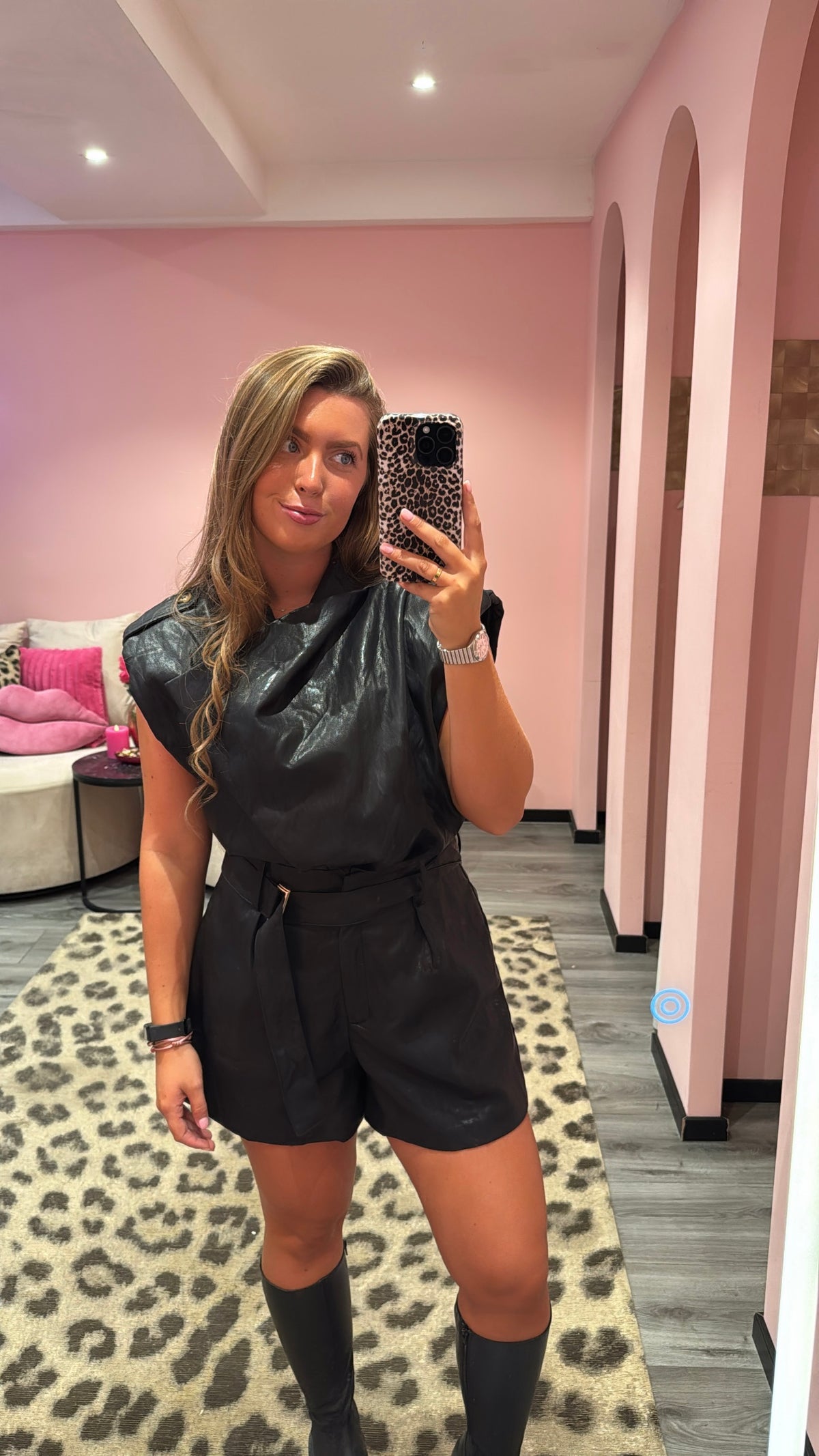 Romy Leatherlook Playsuit Zwart 4979