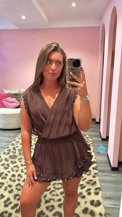 Loua Playsuit Studs Bruin