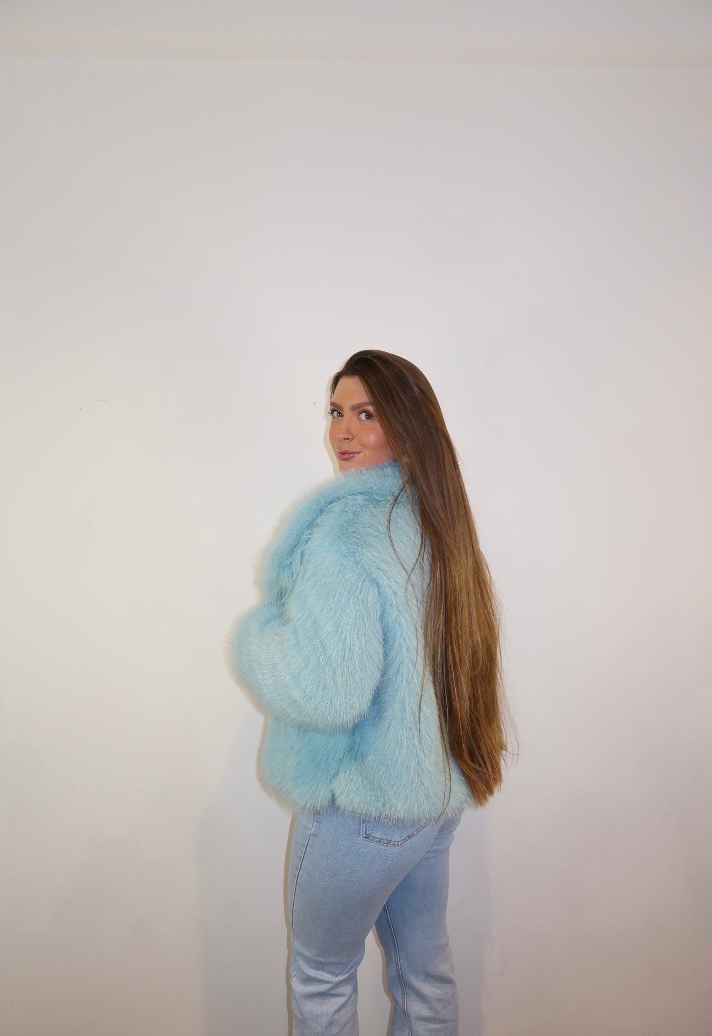 Faux Fur Coat Turquoise