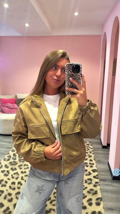 City Chic Bomber Jacket Khaki