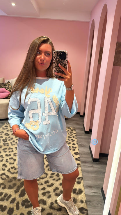 Baseball T-Shirt Saint Tropez Licht Blauw