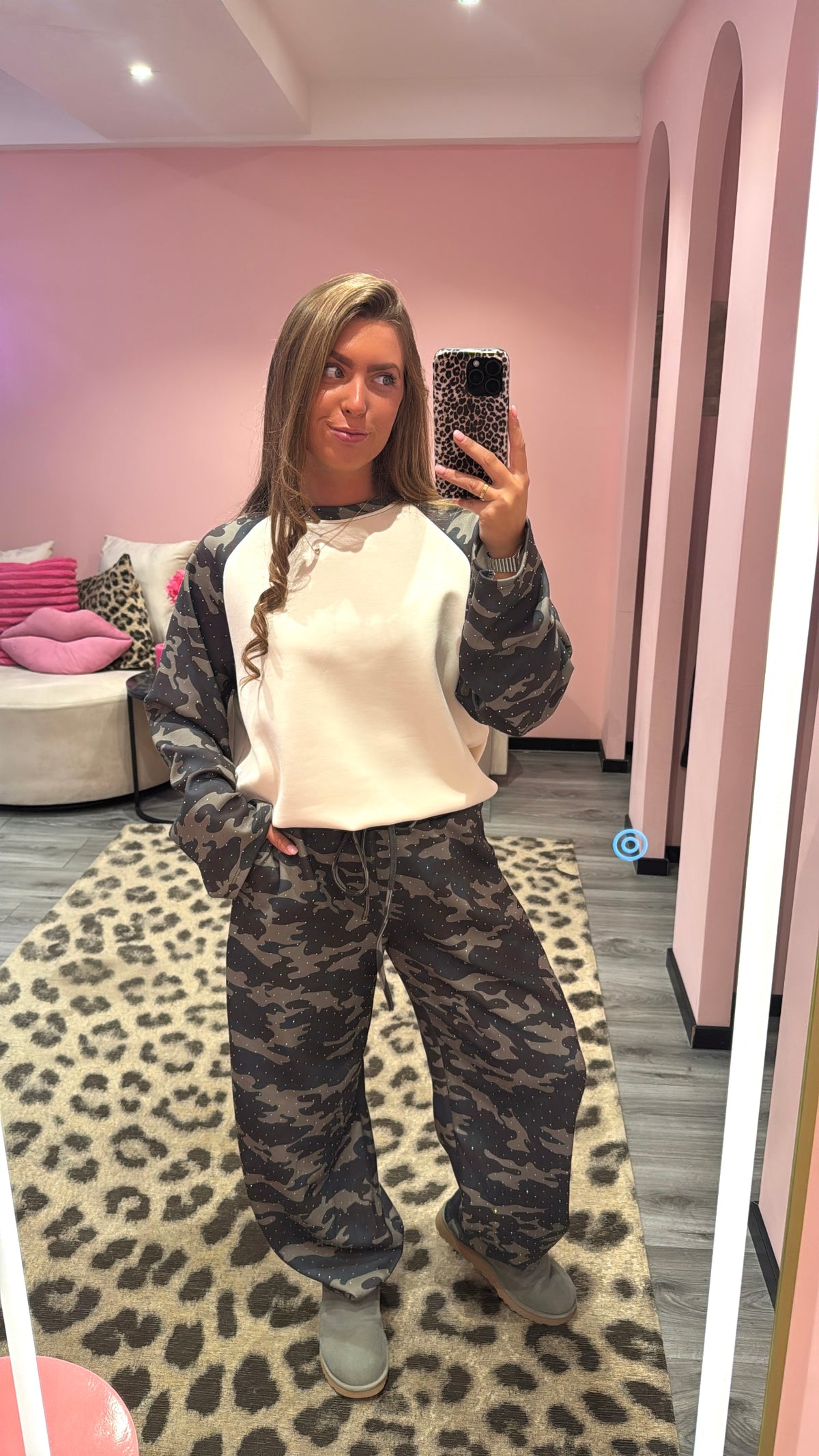 Comfy Chic Set Camouflage Strass
