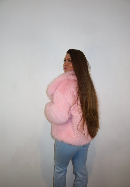 Faux Fur Coat Roze