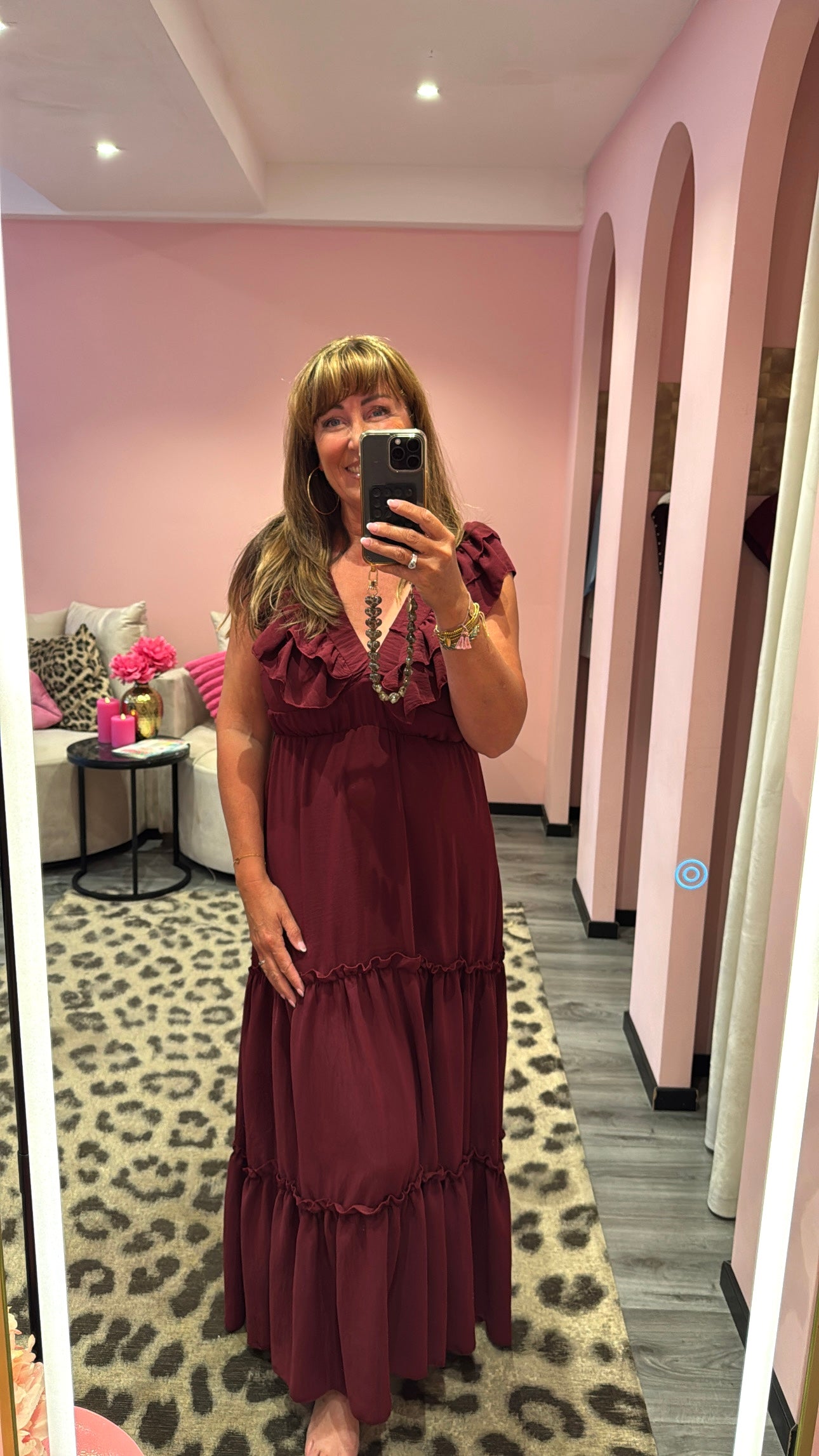 Ruffle Romance Jurk Bordeaux