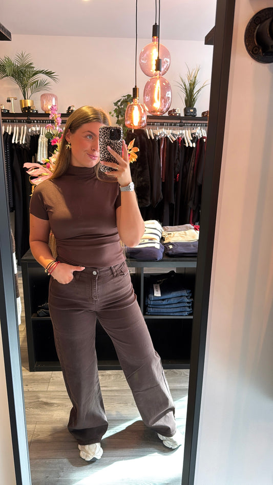 Wide Leg Jeans Bruin 0623
